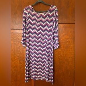 Pixley Multicolor Chevron Long Sleeve Dress